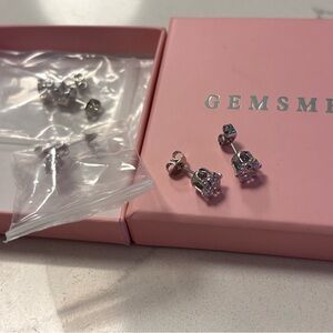 Gemsme Sparkling Silver Crystal Stud Earrings. 3 pairs. New